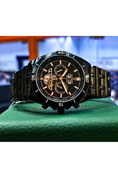 Raymond Black Automatic Steel Men's Wrist Watch