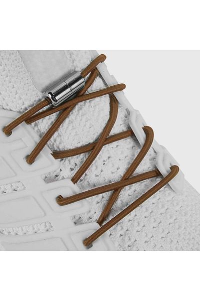 AiryFooT 100 cm Screw Elastic Smart Flexible Round Shoelaces 1 Pair (Brown)