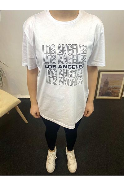 Superlife Tricou cu imprimeu supradimensionat pentru femei Süperlife Spr24tsk305