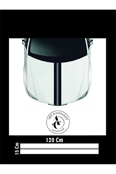 Bay S PLUS Çift Şerit Araba Kaput Sticker - Oto Sticker - 120x15cm