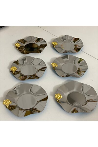 SEVA ÇELİK PASLANMAZ ÇELİK 6 ADET JAPON GÜLLÜ ÇAY TABAĞI BARDAK ALTLIĞI