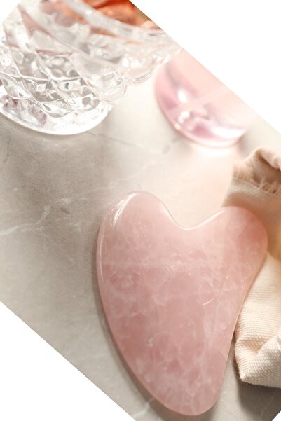 Zodyak Doğal Taş Yüz Masajı Taşı Pembe Kuvars Kalp