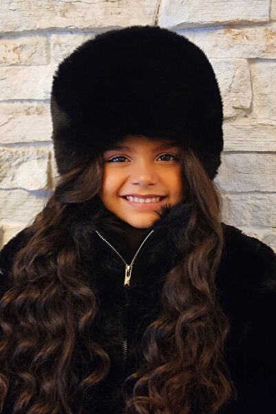 Mağazam Online قبعة شتوية من القطيفة للفتيات الصغيرات من الفرو الصناعي على ال...