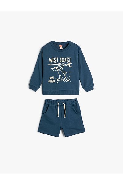 Koton Set of 2 Shorts Sweatshirt Dog Printed Cotton