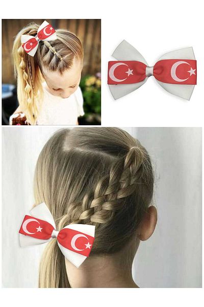 Eva Rose 1 Piece Girls' Moon - Star School Buckle, Red and White Eid Buckle, Children's Buckle, Girls' Clamp Buckle