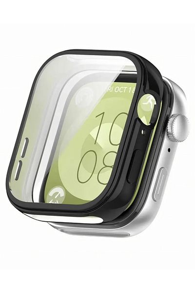 Fibaks حافظة متوافقة مع ساعة Huawei Watch Fit 3 وواقي شاشة 360 درجة للحماية الكاملة