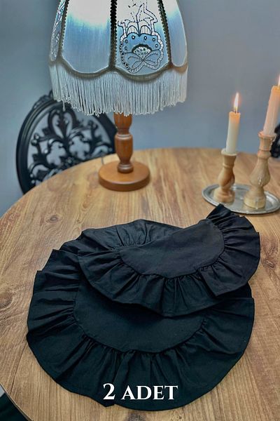 KAMİZ Black Round Ruffles 2 Pack - American Service 40X40