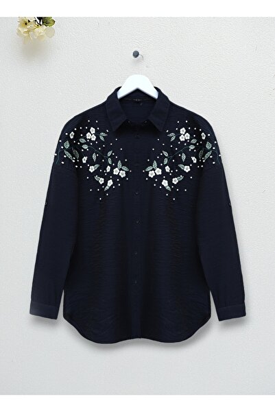 Modamorfo Daisy Embroidered Spray Pearl ing - fekete