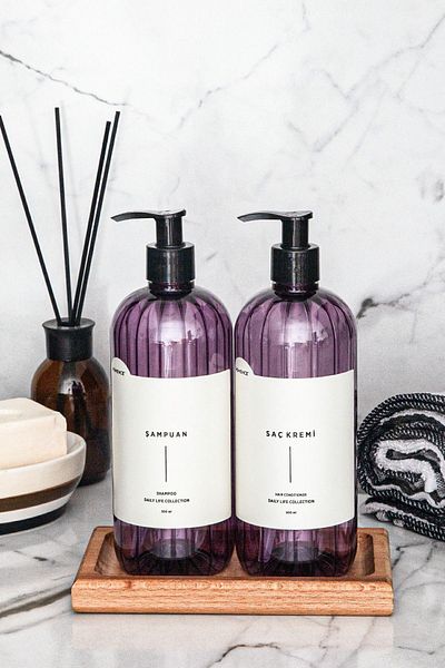 homence Purple Soap Dispenser Shampoo and Conditioner Set - Plastic Bottle of 2 500 ml