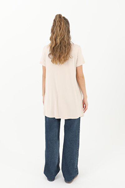 Puane Women's Basic Long T-Shirt -10271Tun - Beige