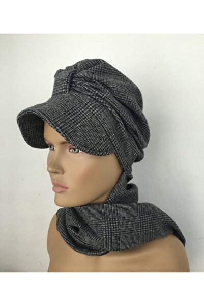 Vera Bonnet Ready Turban Alya Neck Collared Bonnet Plaid Knitwear Scarf Hat Neck Covering Hijab Women's Bonnet