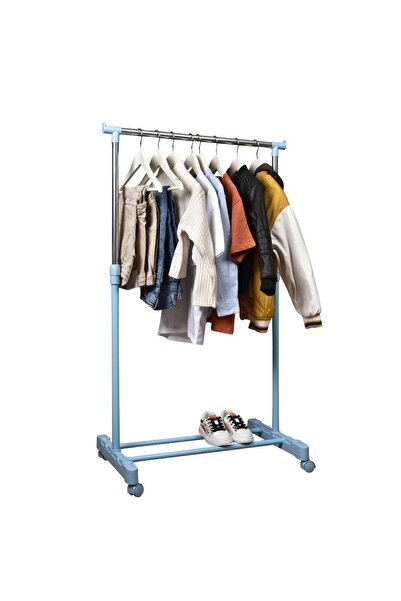 Lerato Tekerlekli Teleskopik Ayarlanabilir Bebek Odası-çocuk Odası-genç Odası Elbise Askısı(MAVİ)