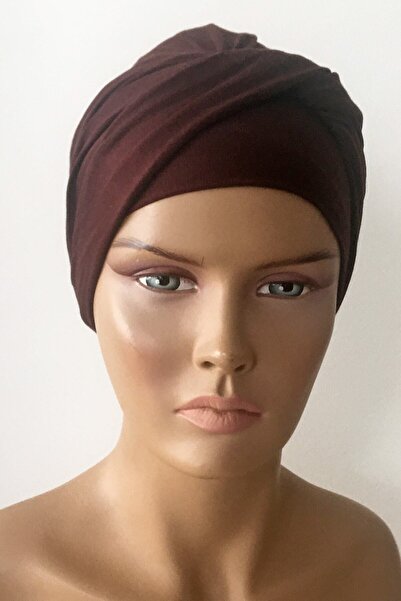 Vera Ready Turban Bonnet Twist Banded Combed Cotton Bonnet Brown Twist Women's Hijab Bonnet Twisted Outer Bonnet