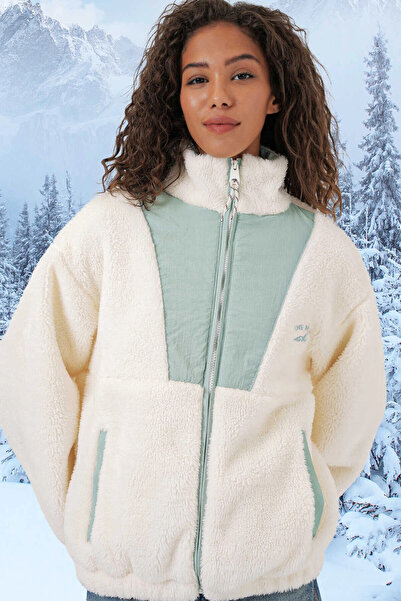 hazelin Green Printed Women's Plush Jacket - Zip and Lining Hzl25W-Bd 151941