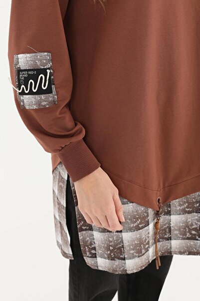 Puane Women's Hemline Shirt Transition Tunic - 10572Tun - Brown