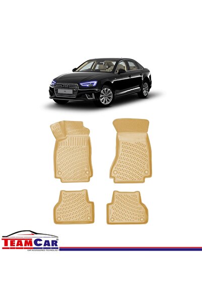 TEAMCAR Audi A4 B9 2016 Sonrası Uyumlu 3d Araca Özel Üretim Bej Havuzlu Paspas