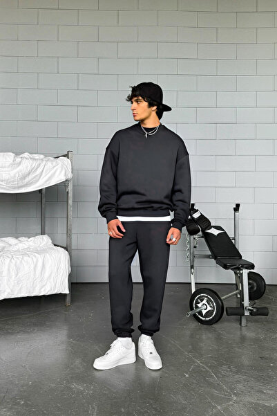 YAKAMEL Men's Trend Model Oversize Casual and Sports Model Tracksuit Set