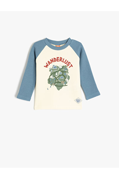 Koton Μακρυμάνικο μπλουζάκι από βαμβακερό λαιμόκοψη