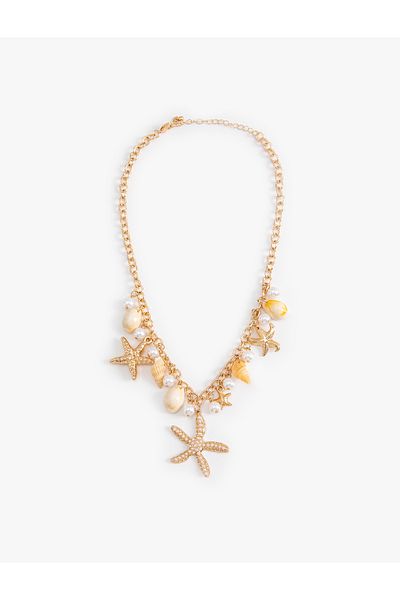 Koton Pearl Chain Necklace with Seashell Detail