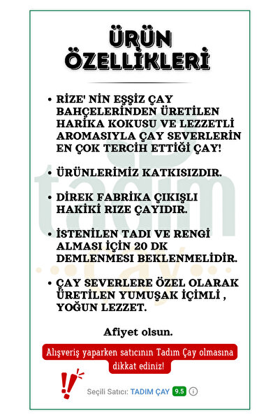 TADIM ÇAY Tadım Çay Demlik Poşet Çay 6000gr/6kg (Hakiki Rize Siyah Çay,Demlik Süzen Poşet Çay)