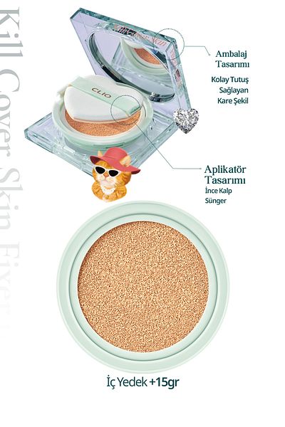 CLIO Custom Design Lasting All Day Matte Clio Kill Cover Skin Fixer Cushion 21C Lingerie Luxury Koshort