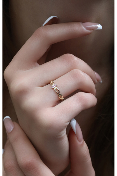 Kuyumcum 14 Ayar Altın Lien Rose Yüzük, Anneye Eşe Sevgiliye Hediye