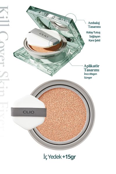 CLIO Clio Mat Cushion - Lasting All Day, Skin Fixer (19W Vanilla) Spf50+ Pa+++