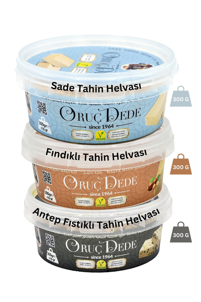 ORUÇ DEDE Tahin Helvası Muhteşem 3'lu (Sade, Fındıklı, Antep Fıstıklı)