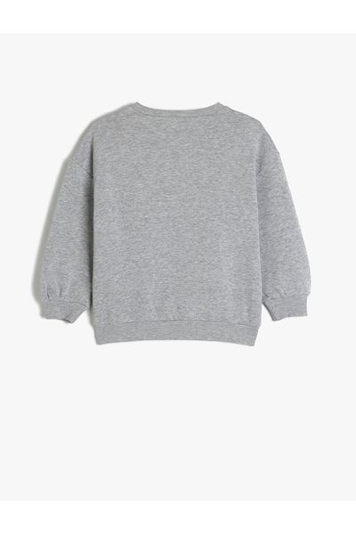 Koton Printed Crew Neck Long Sleeve Cotton Raised Sweatshirt