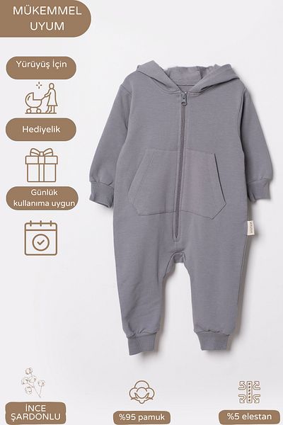 Vauva Girls Boys Baby Kids Rompers Long Sleeve Seasonal Hooded Thin Raised Seasonal Jumpsuit