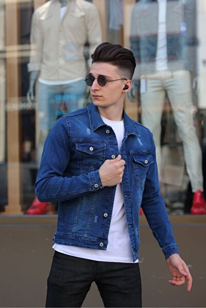 WKM Ανδρικό τζιν μπουφάν με λέιζερ