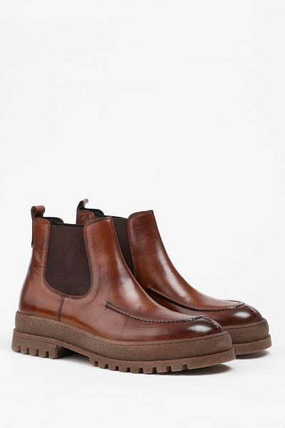 Galliano Shoes Boston Genuine Leather Tan Alcohol Rubber Sole Boots