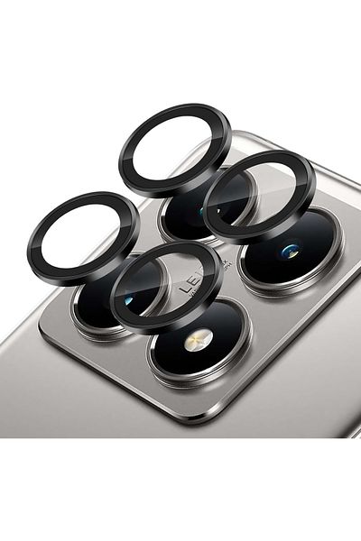 Fibaks حماية الكاميرا المتوافقة مع هاتف Xiaomi Mi 14T Pro، واقي عدسة أسود اللون، حماية من الزجاج المقسى