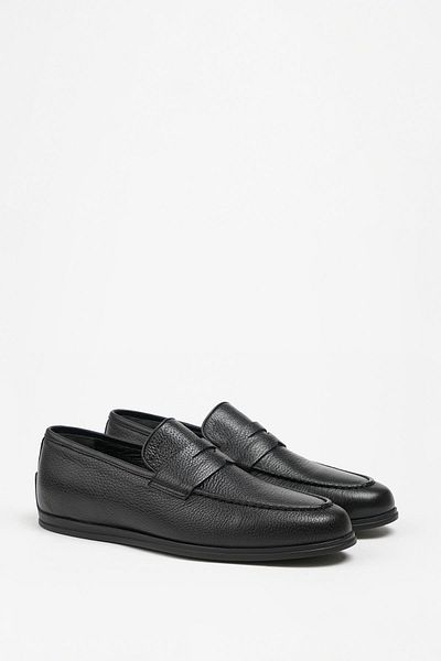 Galliano Shoes Black Sirena Entori Genuine Leather Loafer - Rubber Sole