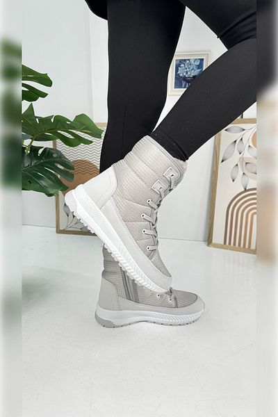 Nstil Daily Ice Grey Dámské chlupaté boty do sněhu Šněrovací zip Pohodlná tlustá vroubkovaná podrážka Bootie 815