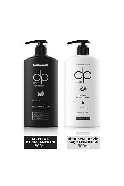 dp Daily Perfection شامبو المنثول 800 مل وبلسم جوز الهند العضوي - 500 مل