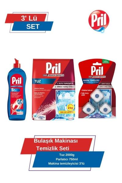 Pril Bulaşık Makinası Temizlik Ve Bakım Seti Parlatıcı 750 ml Makine Temizley...