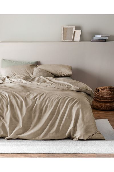 Madame Coco Odette King Size Beige Color Duvet Cover Set - 100% Cotton, Ranforce Printed