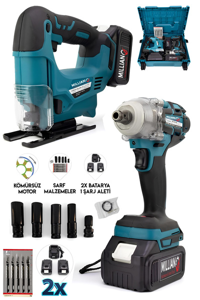 Genel Markalar 2 Akülü Şarjlı 450 Nm Torklu Bijon Somun Sıkma Sökme + Dekupaj...