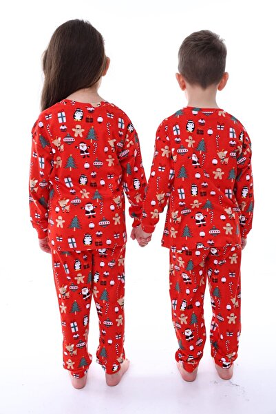 TEDİ Yılbaşı konseptli unisex kırmızı takım (pijama takımı)