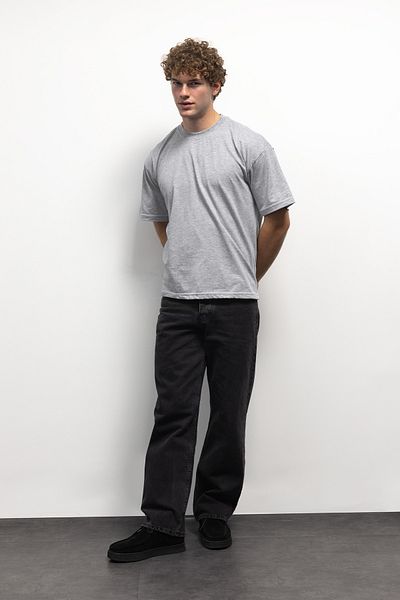 GIESTO Γκρι Basic κοντομάνικο T-shirt