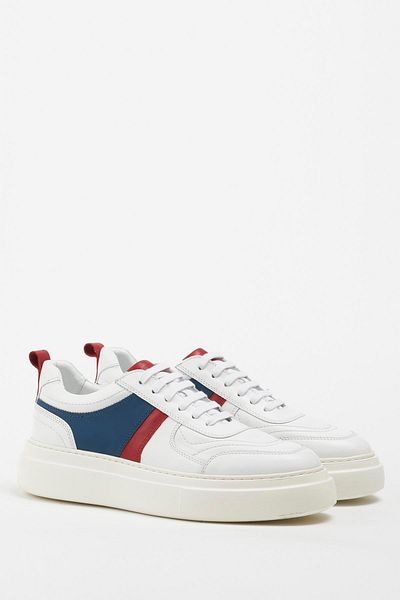 Galliano Shoes Bologna Genuine Leather White Soft Red Navy Eva Ready Sole Sneaker