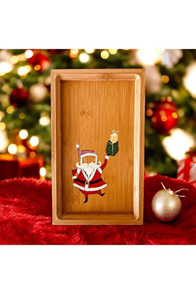 Genel Markalar Yılbaşı Özel Tasarım Bambu Tabak. 25x15x2.5 cm