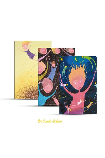 Vak Vak Yayınları Vakvak, a Child: Gülsün, 3'Lü Defter Seti-Dağıstan Çetinkaya-Unlined-192 Page-14X21Cm