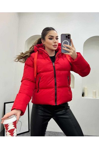 ARMATO Journal Red Color Filled Fibered Hooded Sports Coat