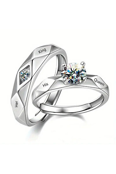 LadyBug Store Kral ve Kraliçe temalı bakır sevgili çift yüzüğü