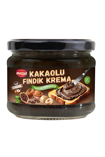 Mezzet %40 Fındıklı Kakaolu Krema 300 g - Rafine Şekersiz Vegan Sürülebilir T...
