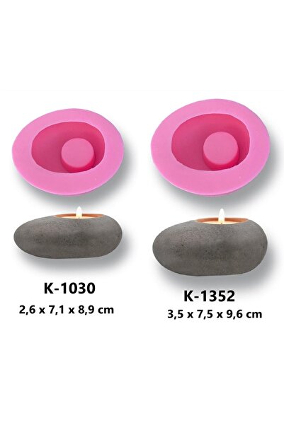 morlalem m 2'li Çakıl Taşı Tealight Mumluk Silikon Kalıp Seti K-1392, Kokulu ...