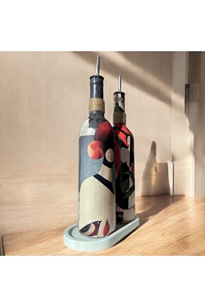 Mes Reves Patterned Women's Oil Pot Set - 750 ml Olive Oil, Sauce Bowl and Vinegar Set