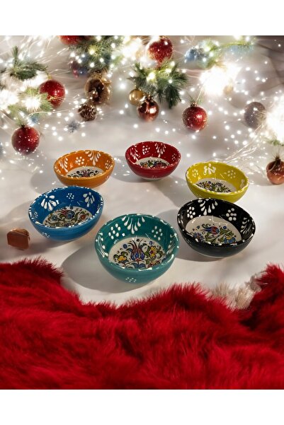 STORESZA Çini Desenli 6’lı Seramik Çerezlik Seti – Sofralarınıza Sanatsal Dok...